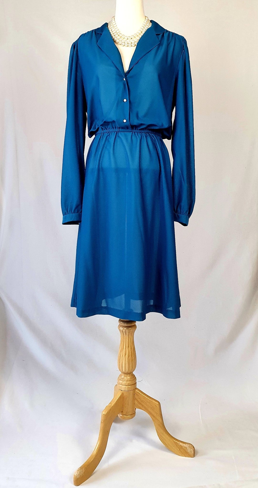 Vintage Semi Sheer Teal Day Dress