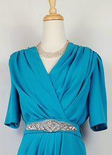 Load image into Gallery viewer, Vintage Teal Cocktail Dress
